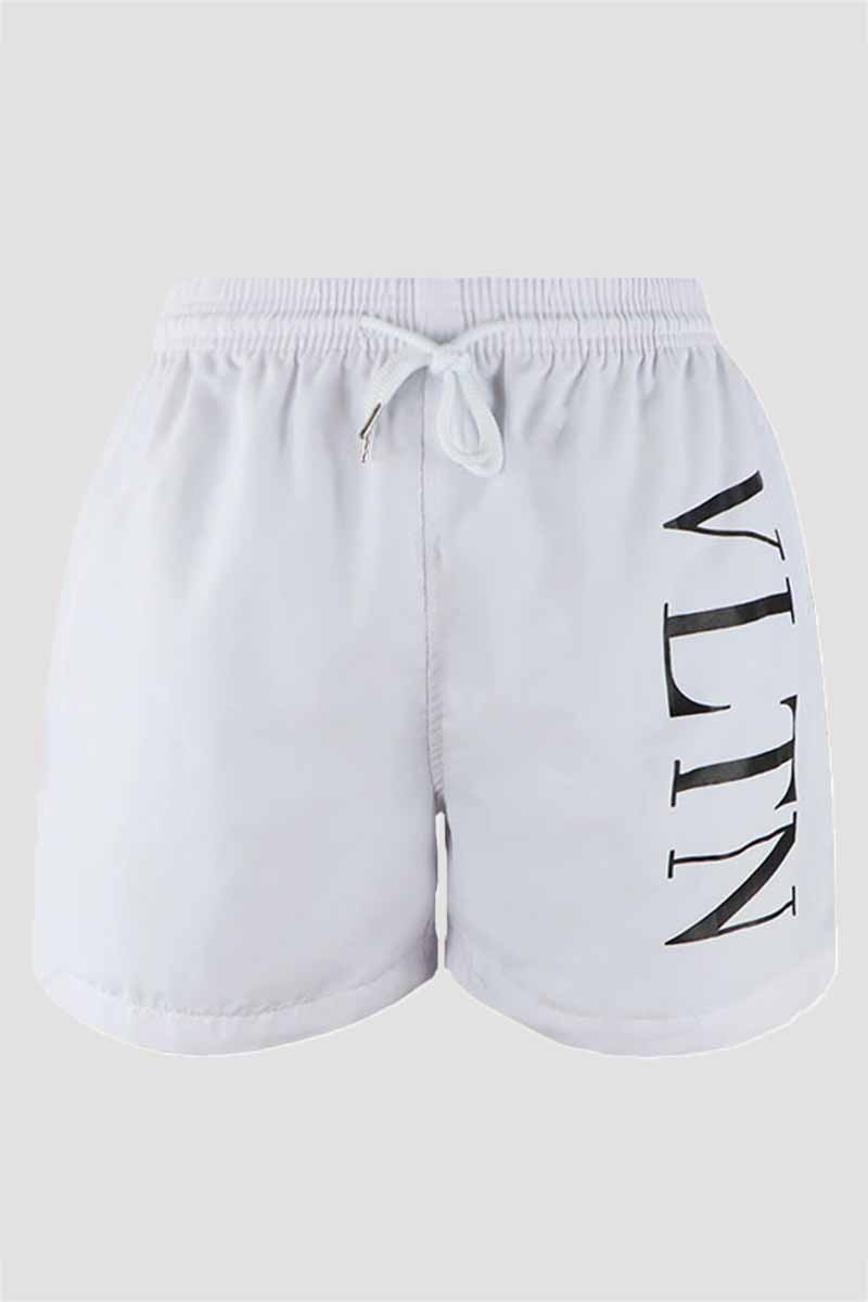 

White Fashion Sportswear Print Letter Board Shorts