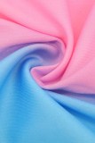 Pink Fashion British Style Adult Print Patchwork Turndown Collar Plus Size