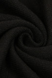 Tops de cuello mandarín de patchwork con estampado casual negro