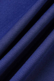 Синий сексуальный однотонный отложной воротник с пайетками плюс размер из трех частей