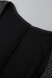 Черный сексуальный сплошной шнурок с завязками на шее с длинным рукавом из двух частей
