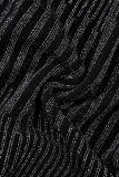 Cabresto de cordão preto sexy com cordão de manga longa duas peças