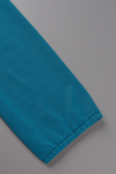 Due pezzi a maniche lunghe con scollo a O con stampa casual blu