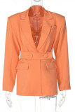 Orange Fashion Casual Solid Patchwork Turn-back Collar Outerwear