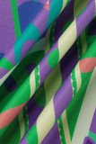 Due pezzi verde alla moda casual stampa semplice colletto con risvolto manica lunga