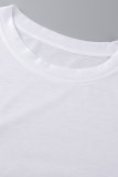Witte, modieuze, casual T-shirts met patchwork en O-hals