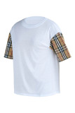 Camisetas brancas moda casual estampa patchwork o pescoço
