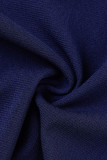 Blaue Mode Sexy Patchwork Pailletten Durchsichtige Skinny Jumpsuits mit V-Ausschnitt