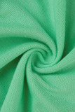 Grönt mode Casual Solid Vik Vanliga byxor med hög midja