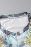 Due pezzi trasparenti con fasciatura in nappa con stampa sexy blu grigio