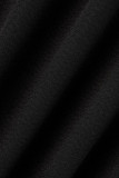 Robe irrégulière à col oblique en patchwork uni à la mode noire