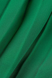 Groene casual effen patchwork rechte rompertjes met vouw van de schouder