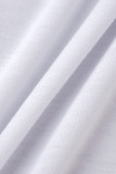 ホワイトファッションカジュアルプリントパッチワークOネックTシャツ