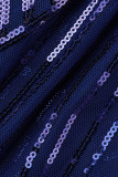 Robes à col en U patchwork de paillettes brodées solides violettes