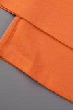 Tangerine Casual Elegant Solid Patchwork V Neck Straight Jumpsuits