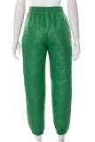 Groene mode casual effen patchwork normale hoge taille broek