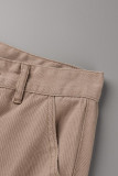Khaki Street Solide Patchwork-Tasche mit hoher Taille, gerade, einfarbige Unterteile