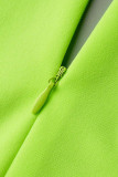 Fluoreszierendes Grün, sexy, feste Quaste, ausgehöhlte Patchwork-Badebekleidung
