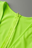 Fluorescerende groene sexy effen kwast uitgeholde patchwork badmode