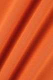 Macacões retos casuais elegantes de patchwork sólido com decote em V tangerina
