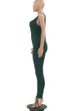 Black Sexy Casual Solid Bandage Hollowed Out U Neck Skinny Jumpsuits