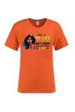 T-shirt con scollo a O patchwork con stampa vintage arancione