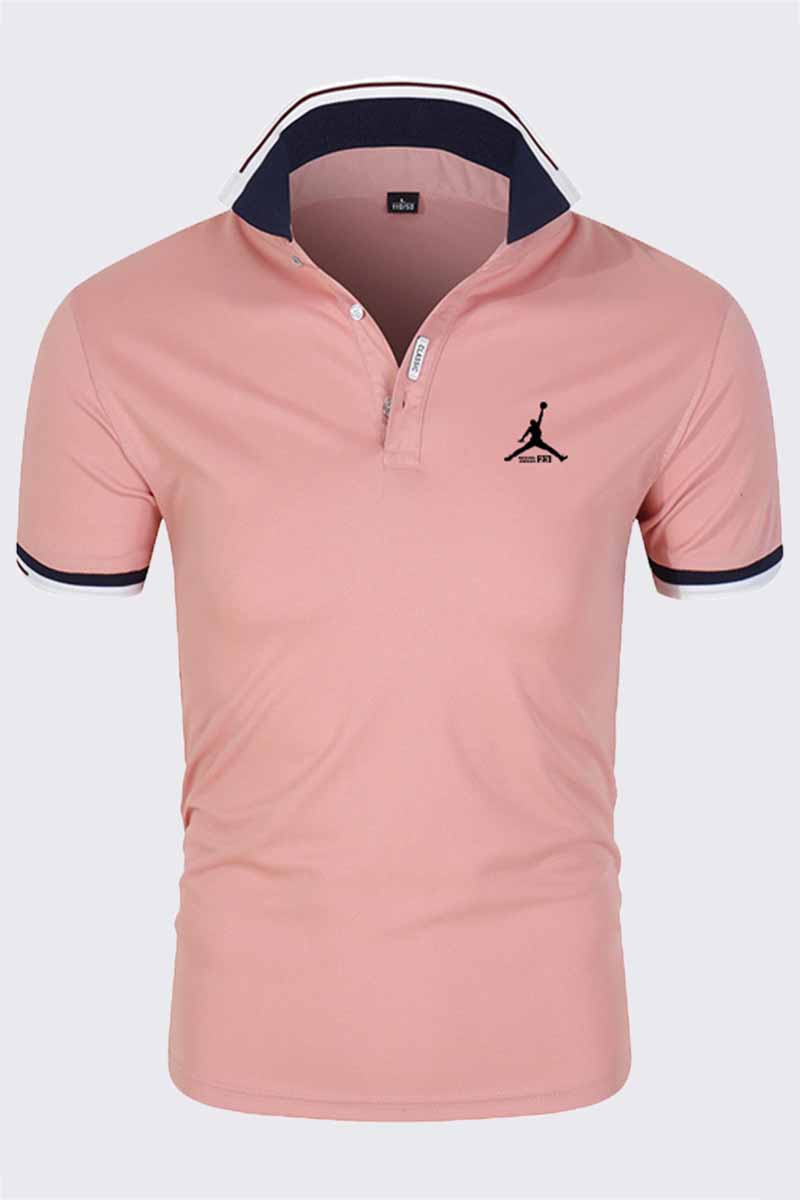 

Pink Fashion Casual Print Letter POLO collar Tops