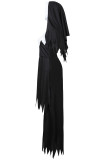 Robe irrégulière à col roulé contrasté à la mode d'Halloween noire