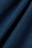 Jean bleu en denim taille haute patchwork imprimé rue décontractée