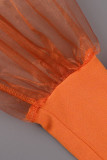 Tangerine Повседневные элегантные однотонные лоскутные прямые комбинезоны с V-образным вырезом