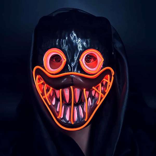 Zwart eng Halloween-masker LED-lichtmasker Cosplay Glowing in The Dark Masker Kostuum Halloween-gezichtsmaskers
