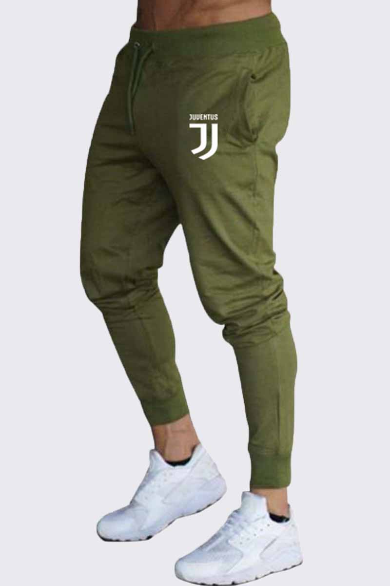 

Army Green Fashion Casual Print Letter Mid Waist Pencil Pants