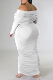 Weißer, sexy, fester Patchwork-Faltenrock aus der Schulter, Bleistiftrock in Übergröße