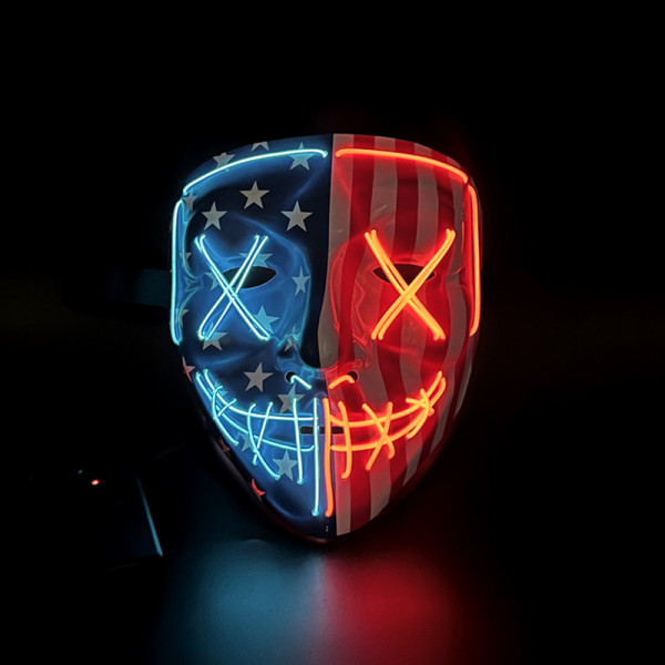 Rot Blau Gruselige Halloween-Maske LED-Leuchtmaske Cosplay im Dunkeln leuchtende Maske Kostüm Halloween-Gesichtsmasken