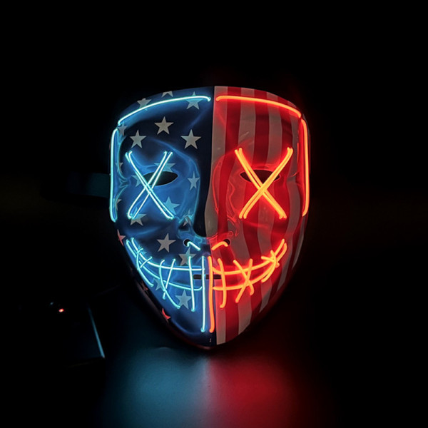 Máscara de Halloween de miedo azul rojo Máscara de luz LED Cosplay que brilla en la máscara oscura Disfraz Máscaras de cara de Halloween