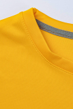 Blusas amarelas casuais com estampa vintage patchwork com gola O