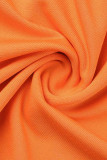 Combinaisons droites à bretelles spaghetti patchwork évidées solides sexy orange