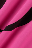 Moda rosa casual carta estampa assimétrica gola aberta plus size tops