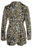 Stampa leopardata moda casual stampa patchwork colletto turndown manica lunga due pezzi