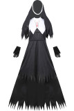 Schwarzes Halloween-Mode-Patchwork-Kontrast-Rollkragen-Unregelmäßiges Kleid