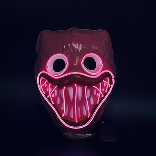 Máscara de Halloween Assustadora Rosa Máscara de Luz LED Cosplay Brilhando no Escuro Máscara de Halloween Máscaras Faciais