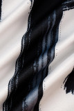 ブラックファッションカジュアルプリント包帯Oネック半袖ツーピース