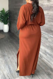 Mandarinröd Casual Solid Patchwork V-hals raka klänningar