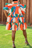 Apricot Fashion Casual Solid Patchwork Umlegekragen Hemdkleid Plus Size Kleider