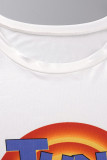 Tangerine Casual Print Patchwork O Neck Plus Size Zweiteiler