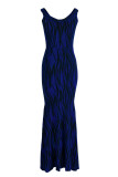 Синий сексуальный пэчворк с открытыми плечами Платья с открытыми плечами