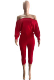 赤 ファッション カジュアル 無地 パッチワーク バックレス 斜め襟 レギュラー ロンパース