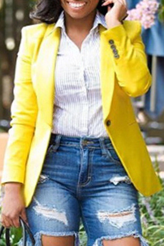 Capispalla con colletto rovesciato giallo moda casual casual patchwork cardigan