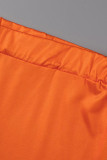 Tangerine Повседневная печать Пэчворк О-образный вырез Плюс размер Из двух частей