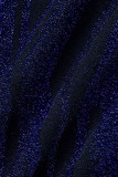 Bleu Patchwork Sexy Hors De L'épaule Hors De L'épaule Robes